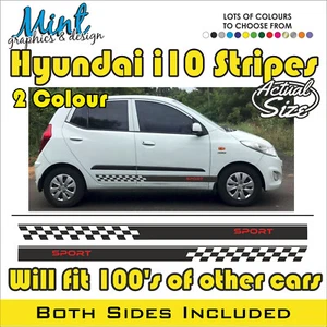 HYUNDAI i10 Rayas laterales 2 colores SE ADAPTA A TODOS LOS MODELOS Calcomanías Pegatinas Gráficos 012 - Imagen 1 de 4
