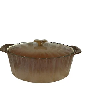 Technique Cast Iron Dutch Oven Oval Enameled Brown W/ Bow Tie Lid Cookware - Picture 1 of 20