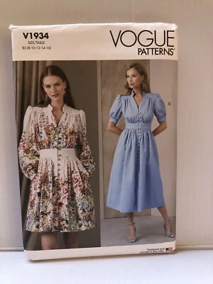 Vogue 1934 Raised Waist Dress Pattern Yoke Front Buttons Pockets Sz 8-16 Uncut - Image 1 of 2