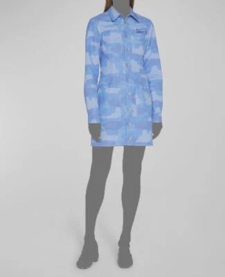 $1595 Vestido Camisa Para Mujer Marni Azul Estampado Nube Utilitario Botón Delantero Talla 46 Foto 1 de 4