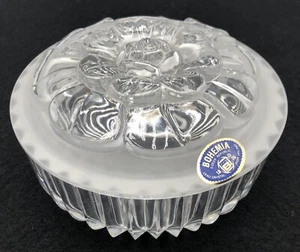 Vintage Bohemian Czech Bohemia Crystal Floral Covered Trinket Bowl Dish - Picture 1 of 4