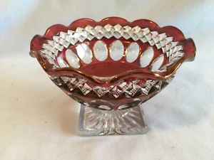 Westmoreland Compote Waterford Ruby Glass Bowl 5" wide x 3" tall mint - Picture 1 of 6