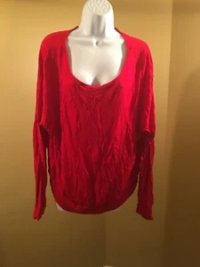 Aqua Blau Rot Cover Langarm Rundhalsausschnitt Oberteil 2X - Bild 1 von 3