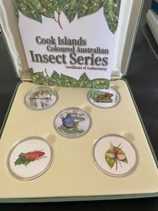 2000 Cook Islands Proof Set - Coloured Australian Insects - Picture 1 of 4