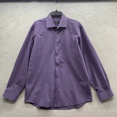 Bugatchi Uomo Mens Size XL Shirt Regular Fit Button Up Purple Pin Striped - Image 1 of 4