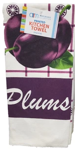 1 (Uno) Asciugamano In Microfibra Da Cucina Stampato (15""x25") PRUGNE VIOLA, AM - Foto 1 di 8