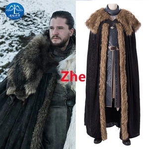 Game of Thrones Season 8 Jon Snow Men's with Cloak Full Suit Cosplay Costume - Picture 1 of 10