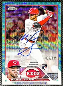 Autógrafos de novato Topps cromados Aqua Wave 2023/199 #RA-MSI Michael Siani - Rojos - Imagen 1 de 2