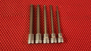 5 CRAFTSMAN METRIC LONG BALL END HEX BITS ON 3/8" DRIVE SOCKETS - Bild 1 von 6