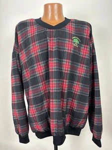 Pullover cortavientos de golf vintage para hombre XL de gran tamaño negro Stewart tartán deportes - Imagen 1 de 14