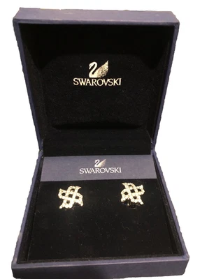 NIB Swarovski Pave Crystal Clip on Flower Earrings # 973776 Original Box - Image 1 of 4