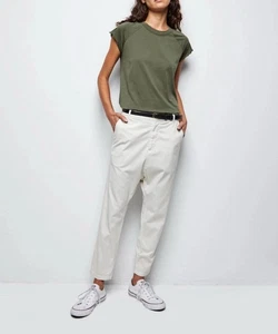 Nili Lotan Luna Baumwolle/Leinen Hose Größe 8 cremeweiß/creme gebraucht, in einwandfreiem Zustand - Bild 1 von 7