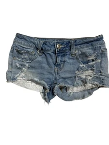 American Eagle Damen Jeansshorts Gr. 2 Low Rise Shortie Denim Stretch Y2K Micro - Bild 1 von 4