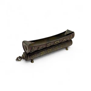 Vintage Tibetan Brass Copper Incense Holder Pull Out Tray - Bild 1 von 5