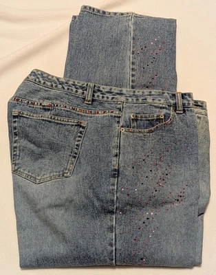 Jeans Lane Bryant Venezia adornados estrás glamour plus 18 corte boot todo algodón Foto 1 de 4