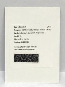 2024-25 Donruss Euroleague Evan Fournier #26 Purple Laser Auto Redemption - Bild 1 von 2