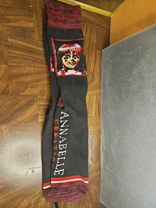 ANNABELLE CREATION SOCKS black red halloween horror movie MENS CREW Adult OSFM - Picture 1 of 2