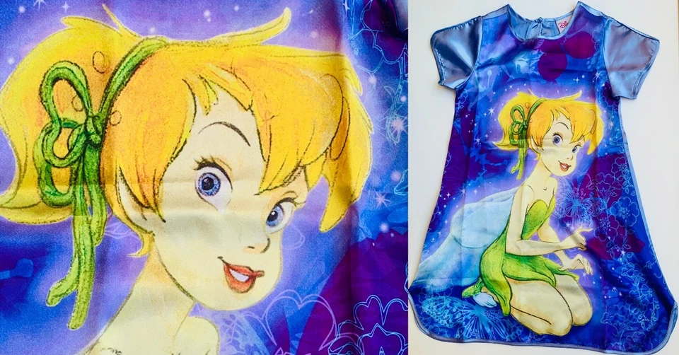 Disney Tinker Bell Girls Nightgown Sleepwear Satin Purple Fairy Small 5/6 NWT - Image 1 of 4