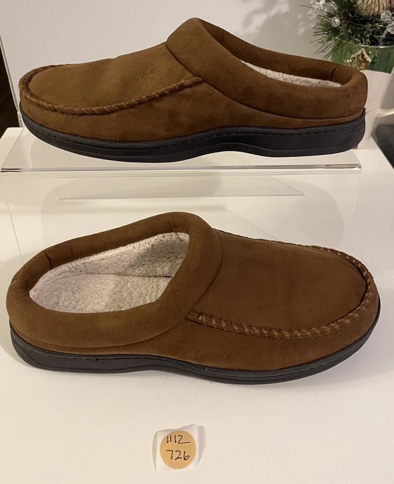 Roundtree & York 男式羊毛衬里棕色拖鞋。 L (11-12) — 第 1/4 张图片