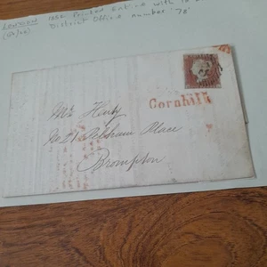 1852 1d Imperf Cover To Brompton - Picture 1 of 1