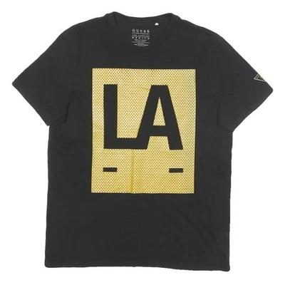 Camiseta GUESS Masculina Preta Gráfica LA M Manga Curta Gola Redonda Mistura de Algodão - Imagem 1 de 4