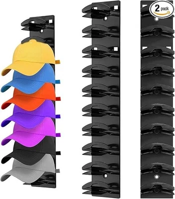 DOBUR 2 Pack Hat Organizer for Baseball Caps, Hat Rack for Wall with Strong Adhesive