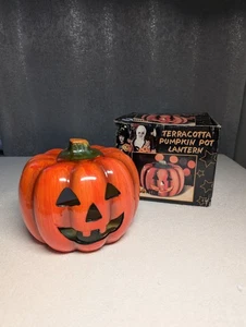 Lanterna vaso zucca terracotta portacandele retrò decorazione Halloween T17 - Foto 1 di 19