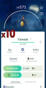 10x Yamask Pokemon Bundle !! Good Chance of Lucky and Good IVs !! Go - Picture 1 of 1