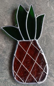 Pieza de arte de pared colgante para ventana de vitral de piña pequeña 5" - Imagen 1 de 2