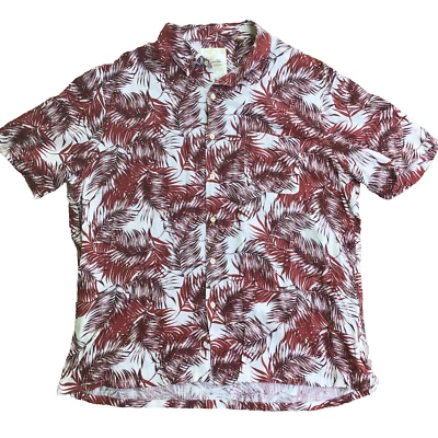 Camisa havaiana manga curta Tasso Elba Island XXL linho seda vermelha floral tropical - Imagem 1 de 4