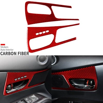 Cubierta roja del panel de la manija de la puerta delantera de fibra de carbono para Lexus RX RX350 RX450h 2010-15 Foto 1 de 4