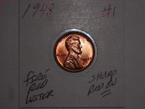 wheat penny 1948 LINCOLN CENT NICE RED BU 1948-P GREAT RED UNC DETAILS LOT #1 - Picture 1 of 3