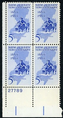 US #1247 -Plate Block of 4 - New Jersey Tercentenary - MNH - 1964 - Image 1 of 2