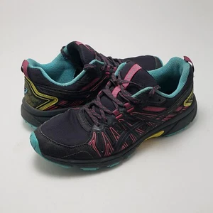 Womens Asics Gel-Venture 7 Black And Neon Athletic Running Shoes Size 10 - Picture 1 of 7