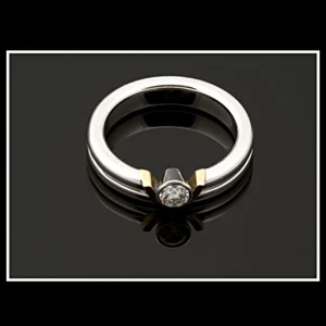 Georg Jensen 18K White & Yellow Gold Diamond Solitaire Ring 0.20 ct. - Picture 1 of 2