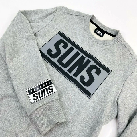 NBA Phoenix Suns Sweatshirt Men's Sz M Crewneck Gray 3D Raised Lettering Cover