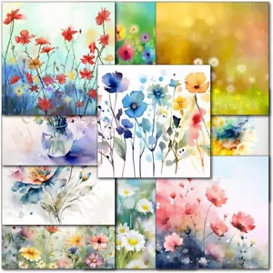 Doodlecards Pack 10x Floral Watercolour Blank Cards Notelets Notecards Thank you - Picture 1 of 4