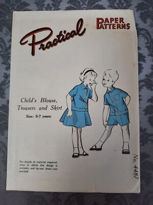 50's Practical Paper Sewing Pattern Vintage Childs Blouse Trousers Skirt 5 7yrs  - Image 1 of 2