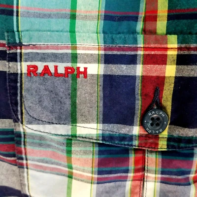 Pantalones Cortos Chinos a Cuadros Ralph Lauren Azul Rojo Multi Algodón Para Mujer 4 Usados en Excelente Condición! * Foto 1 de 4