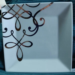 VTG Set of 4 The Cellar for Macys Appetizer/Dessert Plates 7 in square white sil - Picture 1 of 13