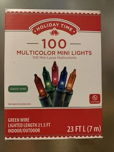 Holiday Time 100 Mutli Color Mini Christmas Lights Green Wire Indoor Outdoor - Picture 1 of 4