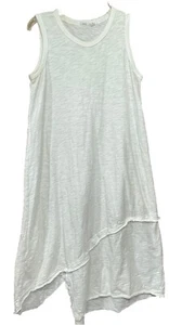 Welkenkleid weiß Trapez Baumwolle S ärmellos Tank asymmetrischer Saum Jersey Strick - Bild 1 von 7