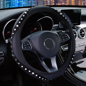 15''/38cm Car Steering Wheel Cover Protector Bling Rhinestones Auto Accessories