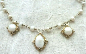 Sterling 925 Gold Vintage Pearl Necklace 18" - Picture 1 of 7
