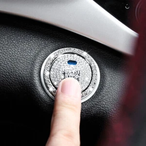 Car Decorative Button Start Switch Diamond Ring Bling Cap Cover Car Accessories - Picture 1 of 15