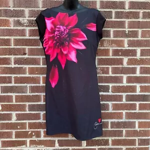 Desigual ladies short cap sleeve floral black mini dress size XL style 61V21M7 - Picture 1 of 8