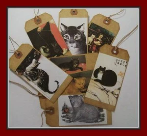 Famous Paintings - Metropolitan Museum of Art Primitive Cat Hang Tags - SET #1 - Picture 1 of 4
