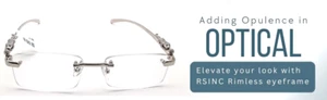 RSINC Imported Men's Rimless Eyeglass Metal Silver Panther 31368665 |CART A1 - Picture 1 of 11