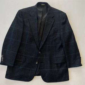 Vtg Austin Reed 44S Black Blanketweave Check Soft Tweed USA Blazer Sport Coat - Picture 1 of 12