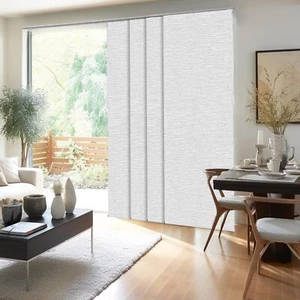 CHICOLOGY Embossed Textured Weave Fabric, Sliding Door Blinds OPEN BOX - Picture 1 of 12